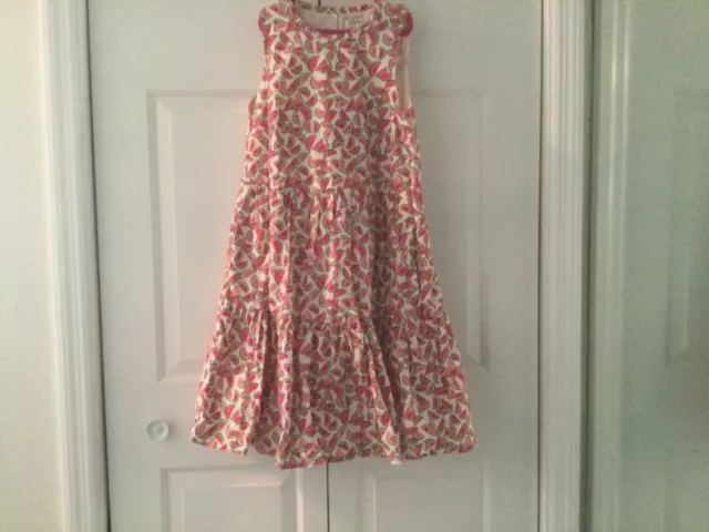 J Crew Dress Tiered Summer Watermelon Novelty Print Sleeveless Size 00