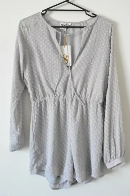 Sabo Skirt playsuit Womens Size Small Grey Polka dot Romper New