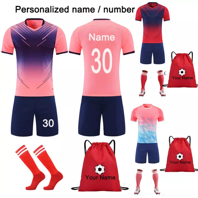 Personalized 22/23 Kids Boys Girls Football Kits Training Shirt Shorts Socks Bag