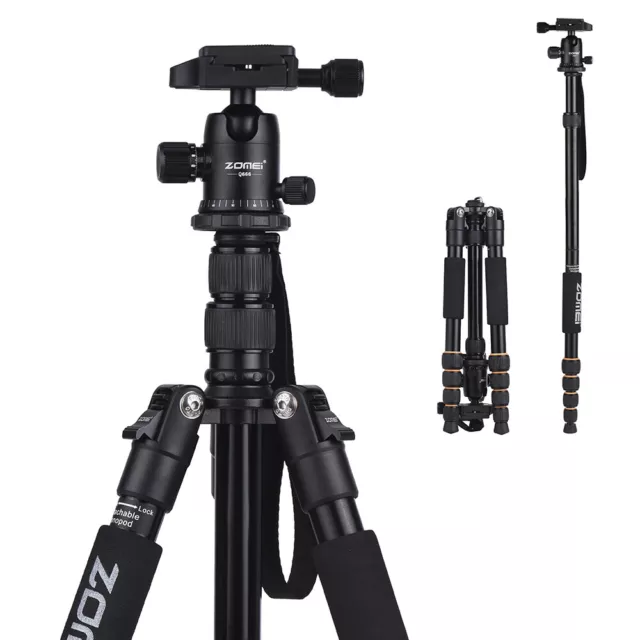 ZOMEI Q666 59inch Compact Travel Portable  Alloy  Tripod D6J6