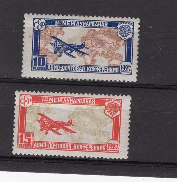 Russie YR.1927,Sc C10-11,Mi 326-27,Mlh ,1st Intl.air Congrès,Plat Erreur P3 (