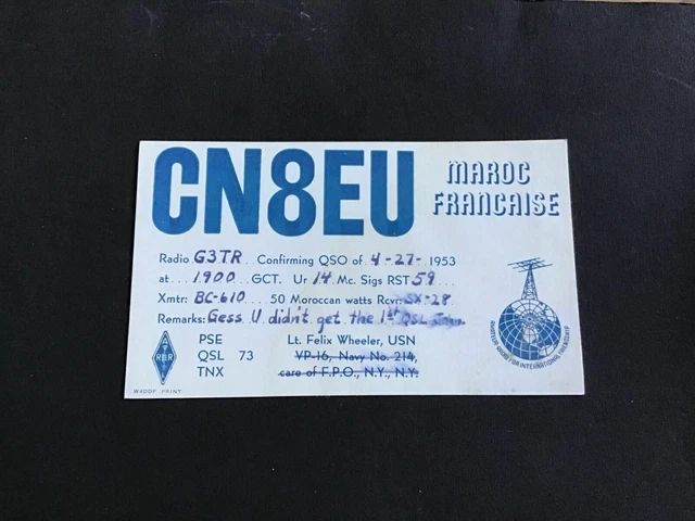 Vintage QSL Radio communication card Morocco 1963  R37542