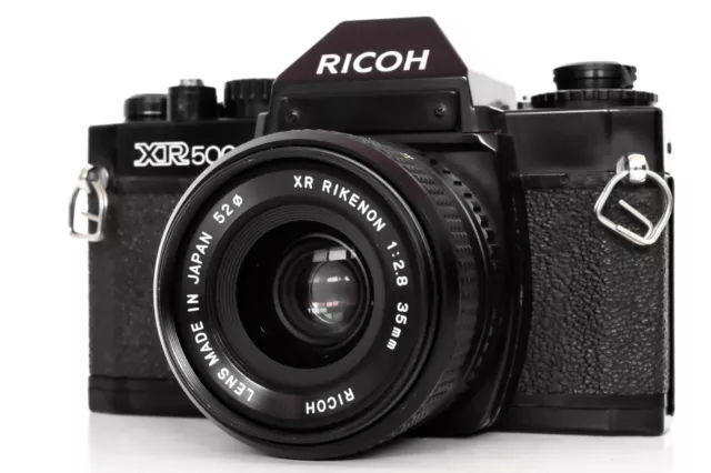 Ricoh XR500 35mm SLR Film Camera & Ricoh XR Rikenon 35mm F2.8 Wide Angle Lens