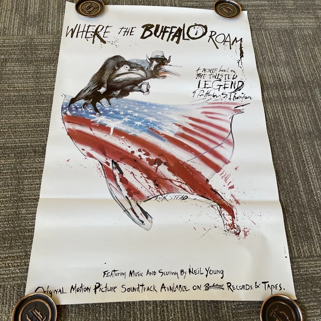 WHERE THE BUFFALO ROAM 1980 HUNTER  S THOMPSON Promo Poster Noel Young #49