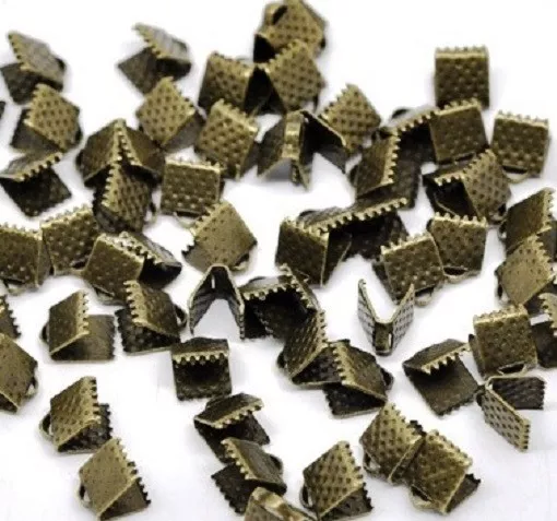 LOT de 40 EMBOUTS PINCES ATTACHE RUBAN à griffes 6x8mm BRONZE bijoux perles