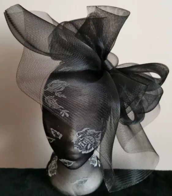 black crin fascinator headband headpiece wedding ascot bridal