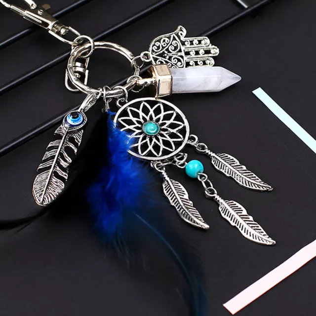 Dream Catcher Feather Keyring Keychain Boho Purse Bag Pendant Car Key Ring Chain 2