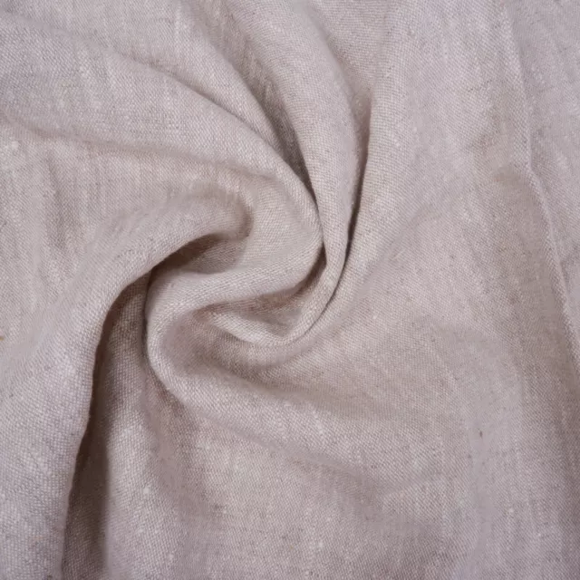 HEAVY Pure 100% LINEN - oatmeal - Natural Washed Fabric 240gsm  European flax