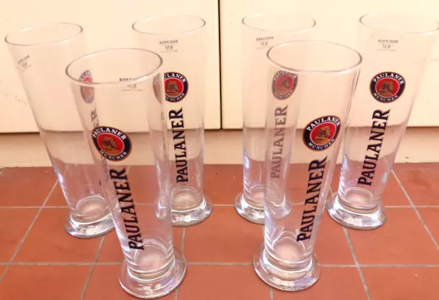 Paulaner Munchen Clear Beer Glass Tumbler Made in Germany 0.5 Litre  x  6 in Box