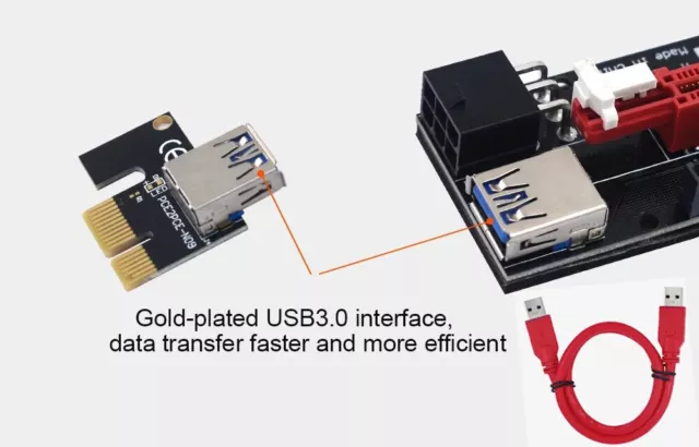 VER009S PCI-E Riser Card PCIe 1x to 16x USB 3.0 Data Cable GPU Mining