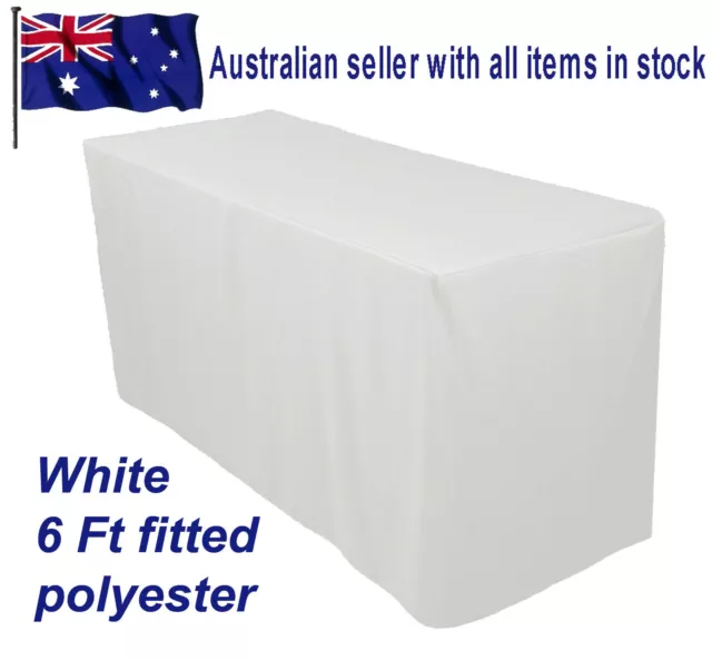 1.8m 6FT Fitted white Trestle Table Cover Tablecloth Functions Weddings Markets