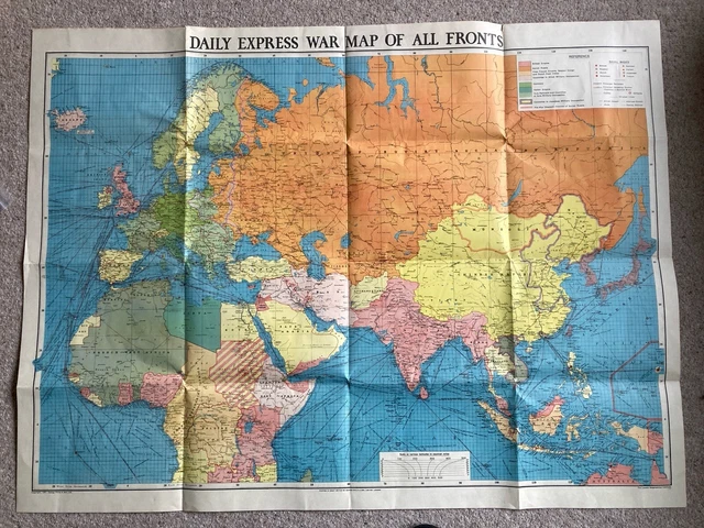 WW2 DAILY EXPRESS War Map Of All Fronts 1941 Military £28.00 - PicClick UK