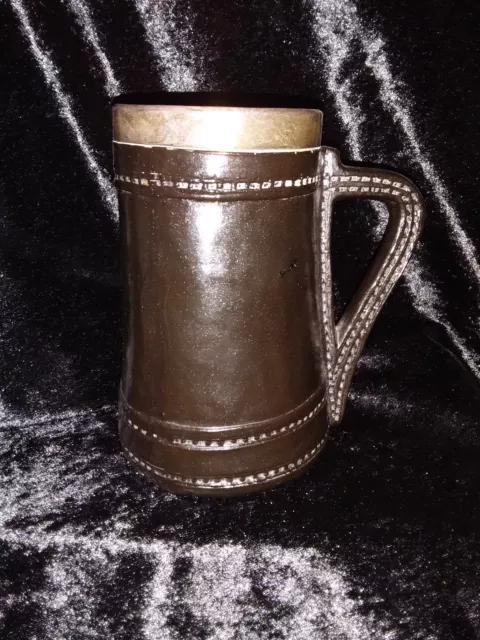 Rare Royal Doulton Silver Rimmed Silicon Leather Look Blackjack Tankard.