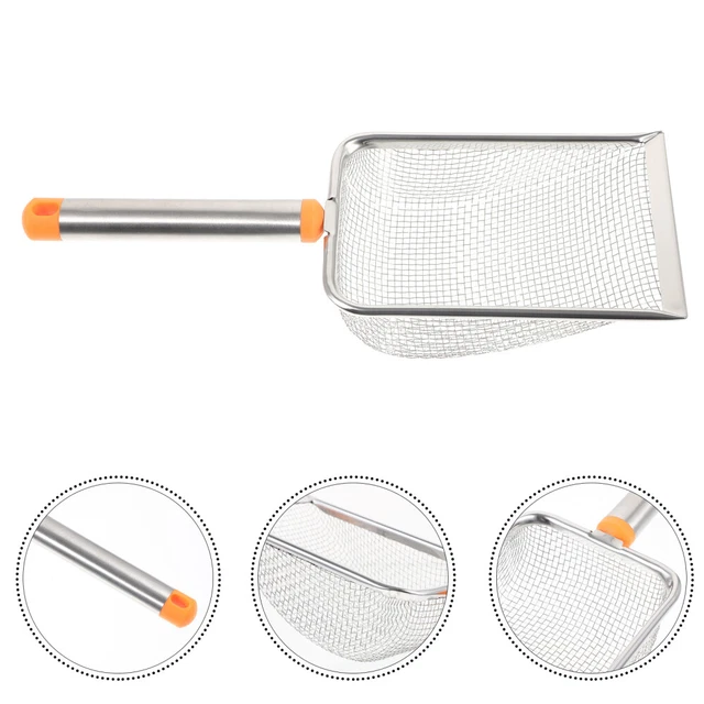 Paletta Lettiera Gatto In Acciaio Inox Con Setaccio 5 Mm E Manico Antiscivolo – 26x11 Cm, Resistente E Igienica Per La Pulizia Della Sabbia
