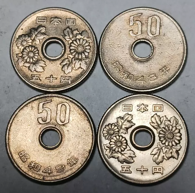 1x Japan 50 Yen - Small Type Random Date - Vintage Japanese Coin - Please Read 2