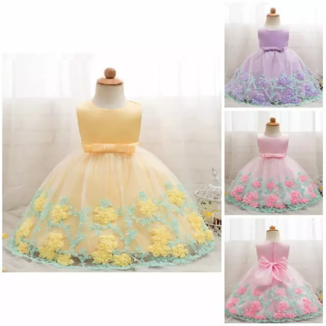 New Birthday Party Flower Fairy Princess Baby Girls Dress Wedding Kids Clothes