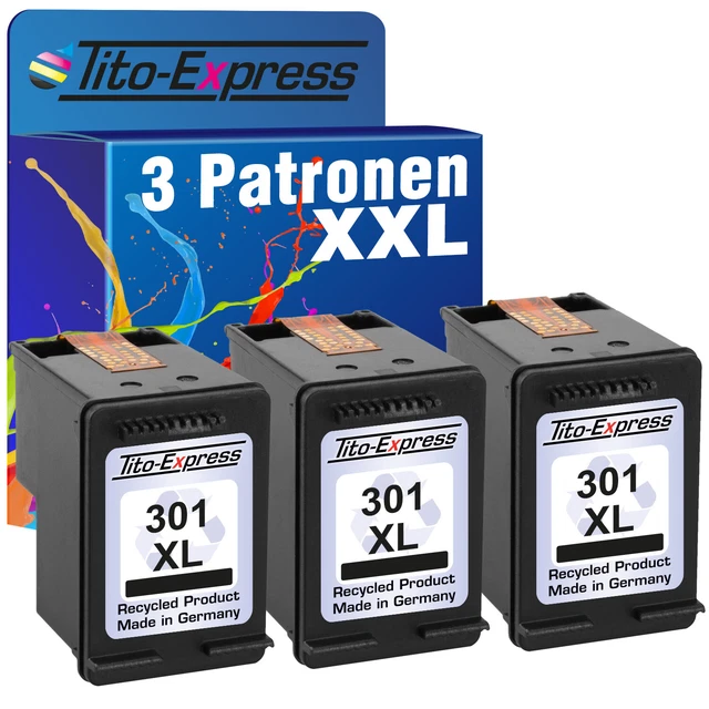 3 cartucce XXL Black PlatinumSeries per HP 301 XL 4636 4639 5530 5532 e-All-in-On