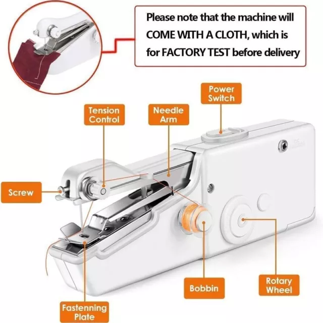 2X(Handheld Sewing Machine Mini Electric Hand- Cordless Portable Sewing Mach 3