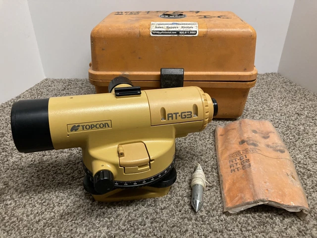 TOPCON AUTO LEVEL AT-G3 30x magnification 40 mm lens w Case ~ Surveying ...