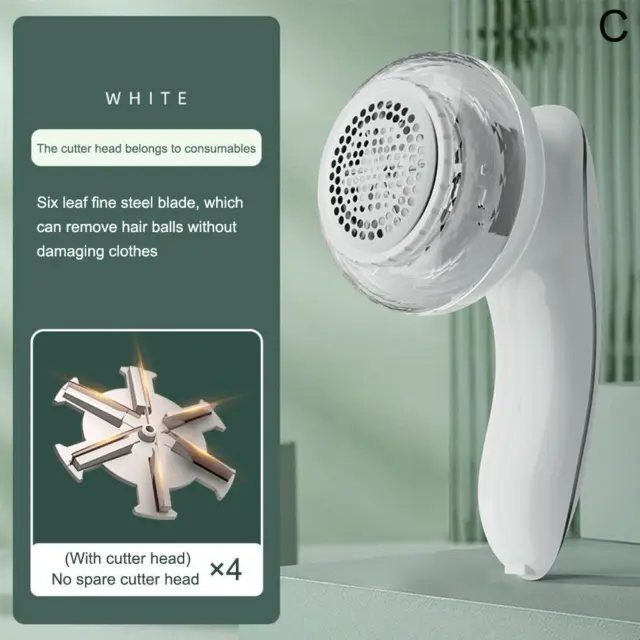 White + 3 blades Electric Lint Remover Clothes Fabric Shaver Rechargeable Hairb