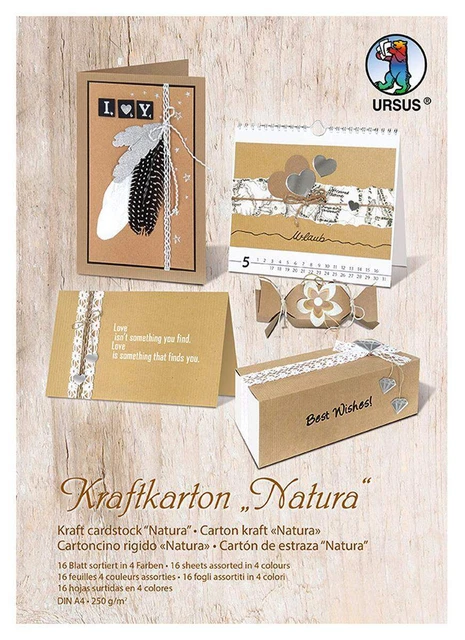 URSUS Kraftkarton Natura, mit gerippter Oberfläche, 250 g/qm, DIN A4, 16 Blatt