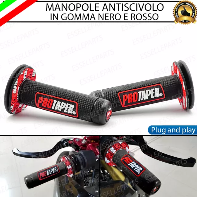Manopole Manubrio Moto Cross Nero Rosso Per Aprilia Rx 50 2004 Entry-Mini