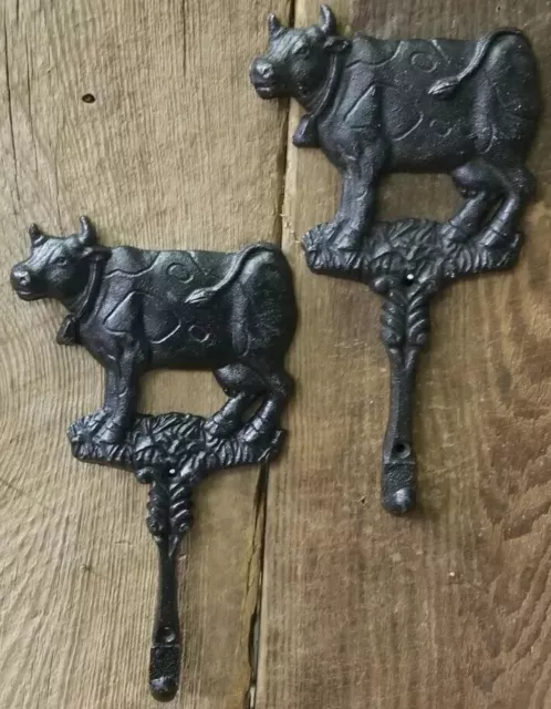 Cast Iron Cow Hook  Wall Mount Key Holder Rack ×2