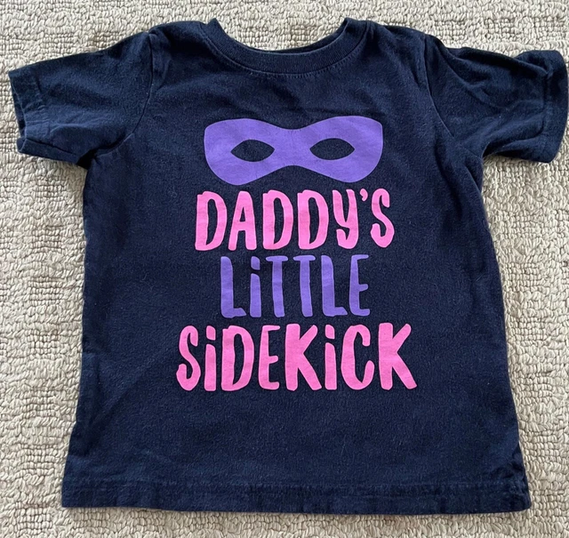 Daddy's Little Sidekick - Girls Toddler Superhero Short Sleeve Shirt - 2T