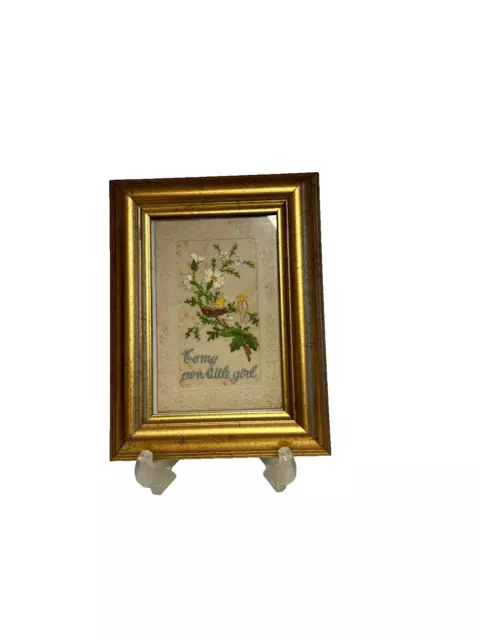 World War One Embroidered Silk Postcard Framed