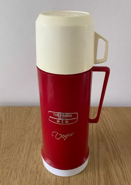 Vintage 1970'S Thermos Vogue Flask - Red & White 0.45L