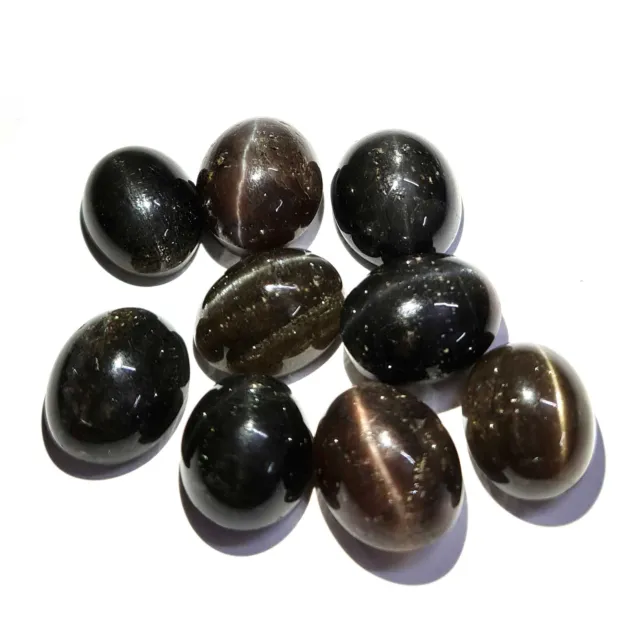 Natural Spectrolite Cats Eye Diopside Oval Gemstone Cabs 9Pcs 10 12-11 13MM 63CT