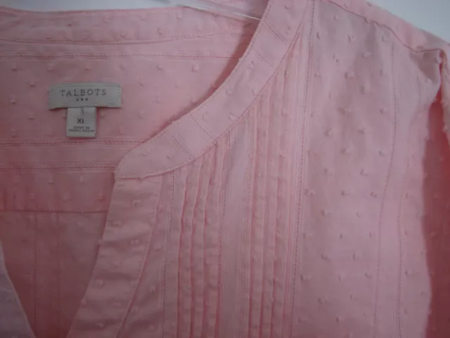 Womens Talbots Pink Blouse Shirt Dotted Swiss Size Smock XLarge 16 NWOTs!