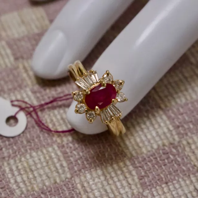 NEW FOURTEEN KARAT YELLOW GOLD 1.25 CARAT RUBY & DIAMOND RING (size 6.25)