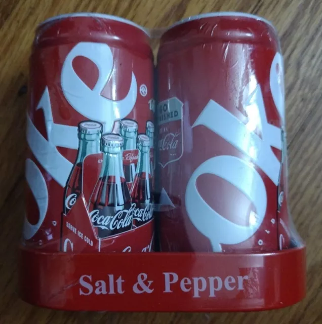 Coca Cola Salt & Pepper Shakers Tins Cans NEW Sealed Collectible