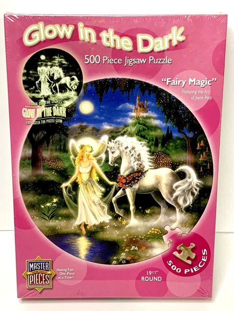 Unicorn Fairy Magic Glow In Dark ROUND 500 Pc Round Jigsaw Puzzle Master Pieces