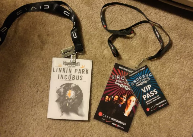 Incubus VIP Pass 2006 Linkin Park Honda Civic Tour 2012 Free Ship