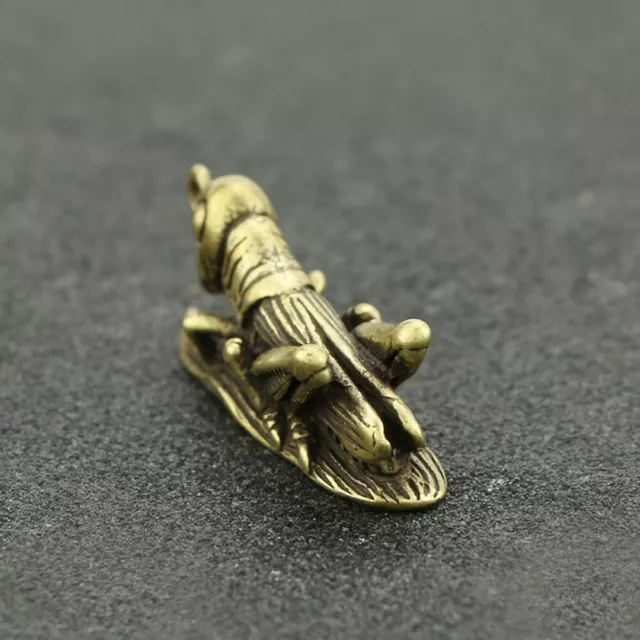 Vintage Chinese Old Solid Bronze Statue Locust Pendant Keychain