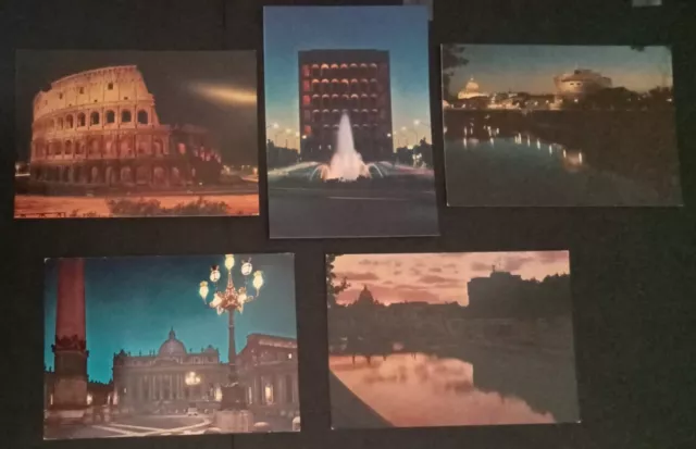 Lotto n. 5 Cartoline Vintage Roma di notte non viaggiate (341) Come da foto