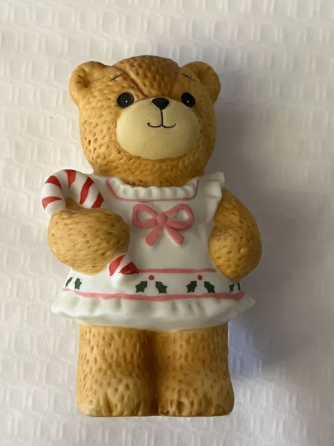 Lucy & Me Christmas Girl Bear With Candy Cane Lucy Rigg ENESCO 1985 Christmas