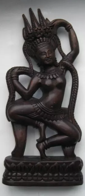 Vintage CAMBODIAN KHMER APSARA DANCER Hand-carved Wood