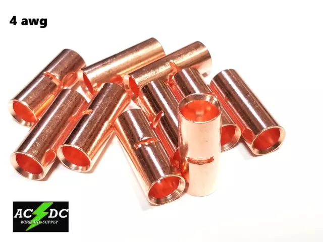 4 Gauge Bare Copper Butt Connector 2 Pk Crimp Terminal Awg Battery