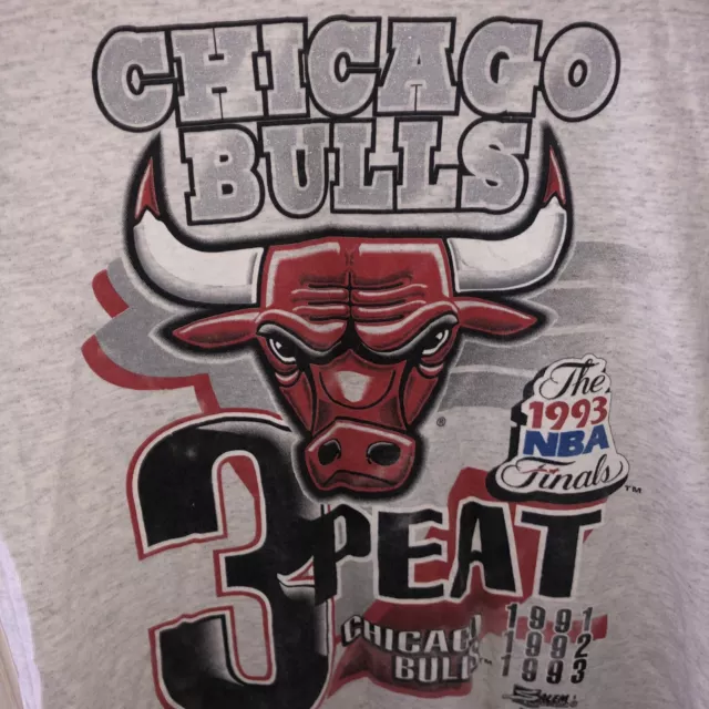 Vintage Salem Chicago Bulls Shirt Mens Large Grey 90s 1993 3 Peat Jordan Pippen 2