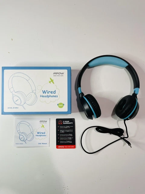 MPOW BH385A Kids Headphones HD Sound Over-Ear Wired Headset Foldable Black Blue