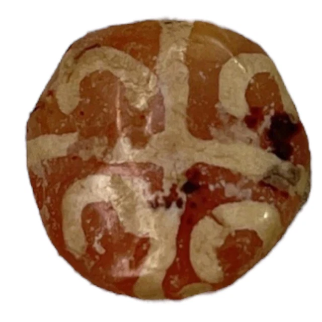Ancient Pyu Kushan Etched Agate Carnelian tabular Shape Beads High Contrast 14MM