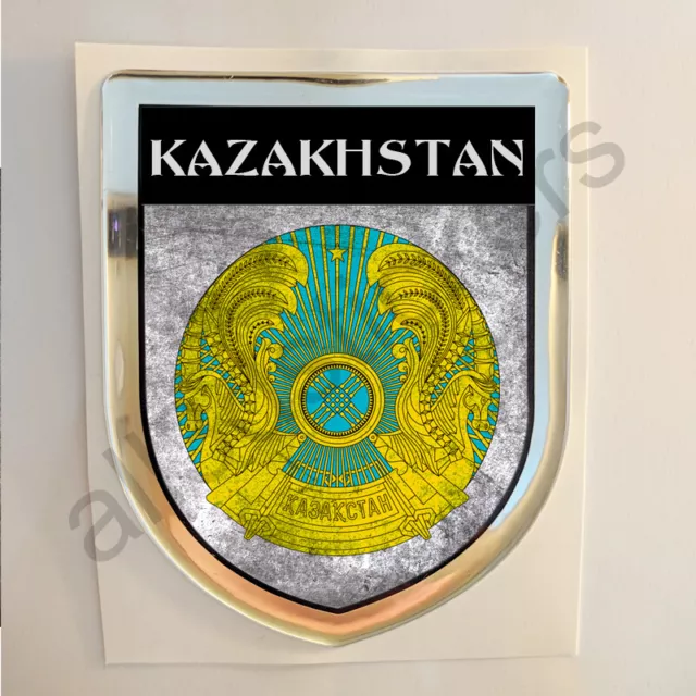 Kazakistan Adesivi Scudetto 3D Emblema Stemma Sporco Resinato Adesivo Resinati