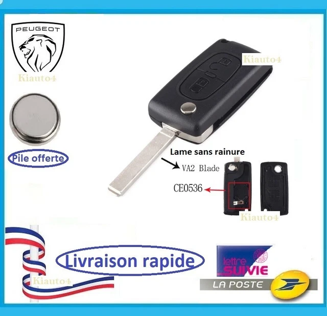 Coque De Clé Pour Peugeot / Citroën - Modèle CE0523, 2 Boutons, Sans Emplacement Pile, Facile à Remplacer