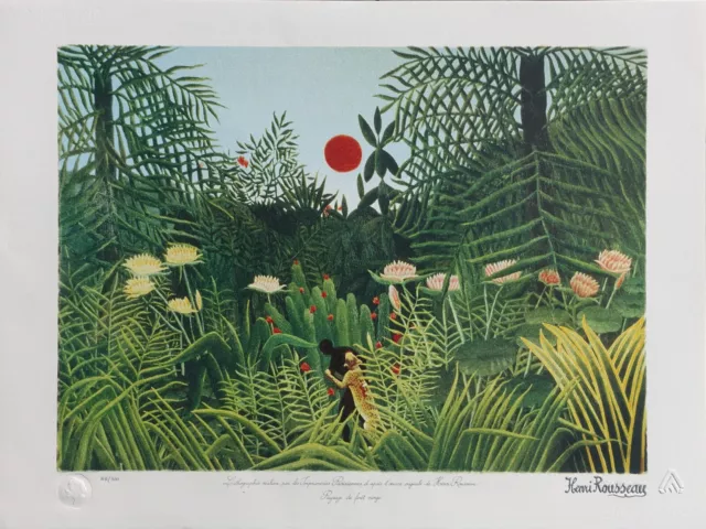 Henri ROUSSEAU : Paysage de forêt vierge, LITHOGRAPHIE Originale signée, 1976