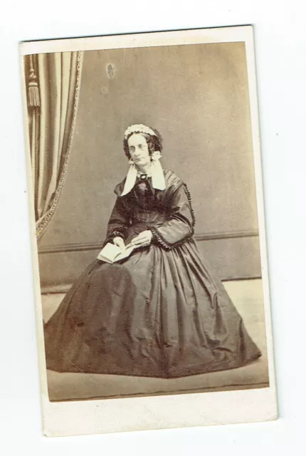 Victorian cdv photo elderly lady seated holding book Norwich  photographer