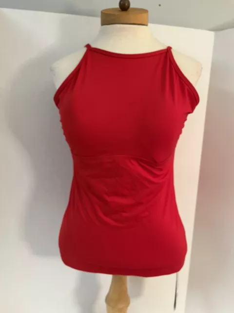 Athleta M High Neck Adjustable Tie Back Tankini Top Red NWT $74 Removable Cups
