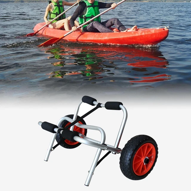 Chariot Pliable Pour Kayak Et Canoë - Aluminium, Charge 100kg - Grandes Roues Pour Sable Et Terrains Difficiles - 5